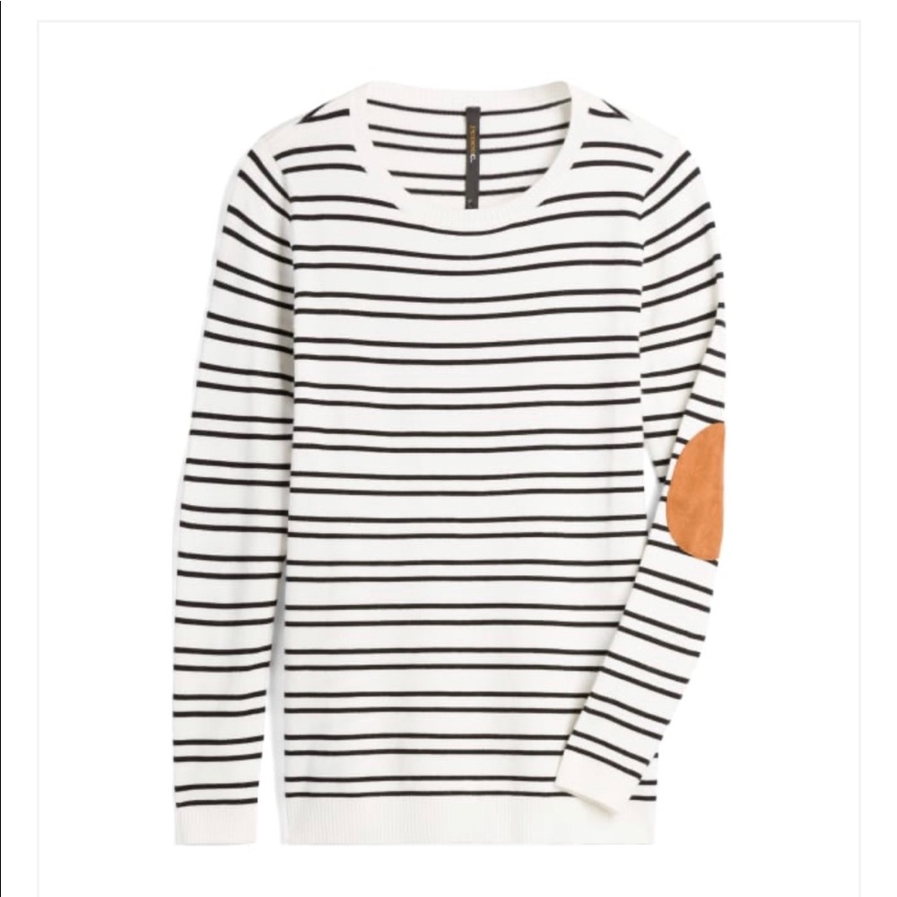 Striped sweater with elbow patches